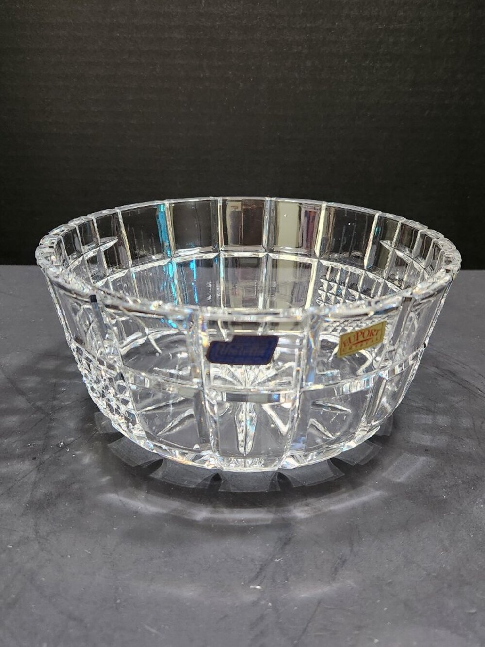 Vintage Violetta Poland 24% Lead Crystal 7" Bowl Geometric Block Cut